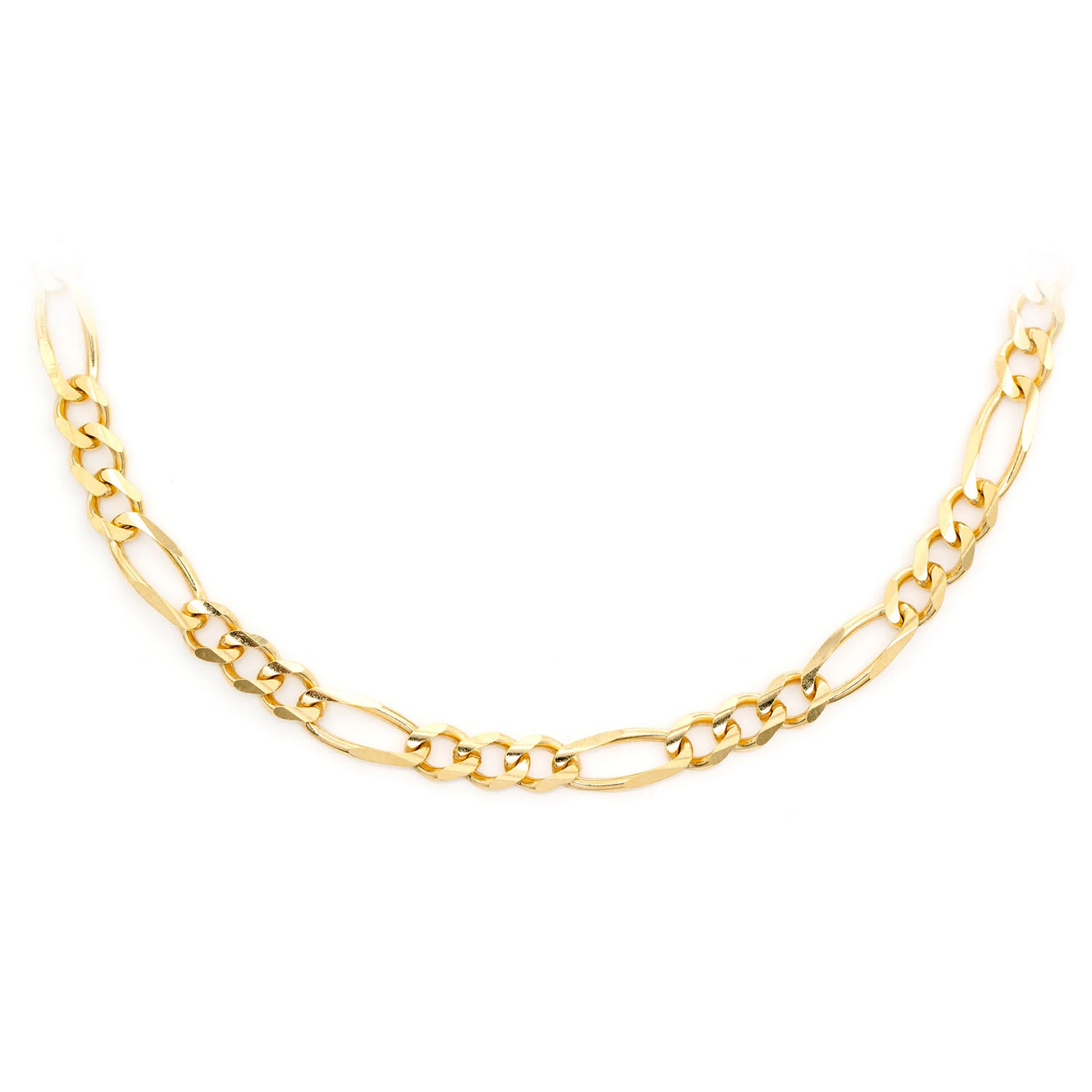 Figaro Gold Chain in 14K yellow gold, 4mm width, front view