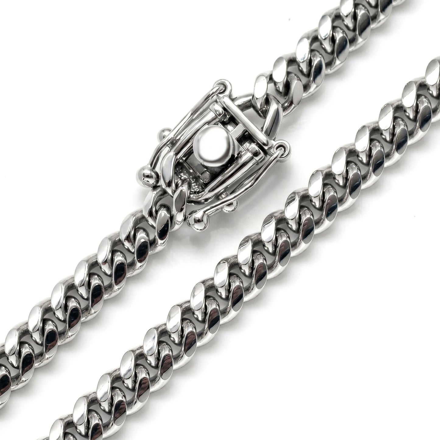 Sterling Silver Cuban Chain in 925 sterling silver, 3.5mm width, angled view