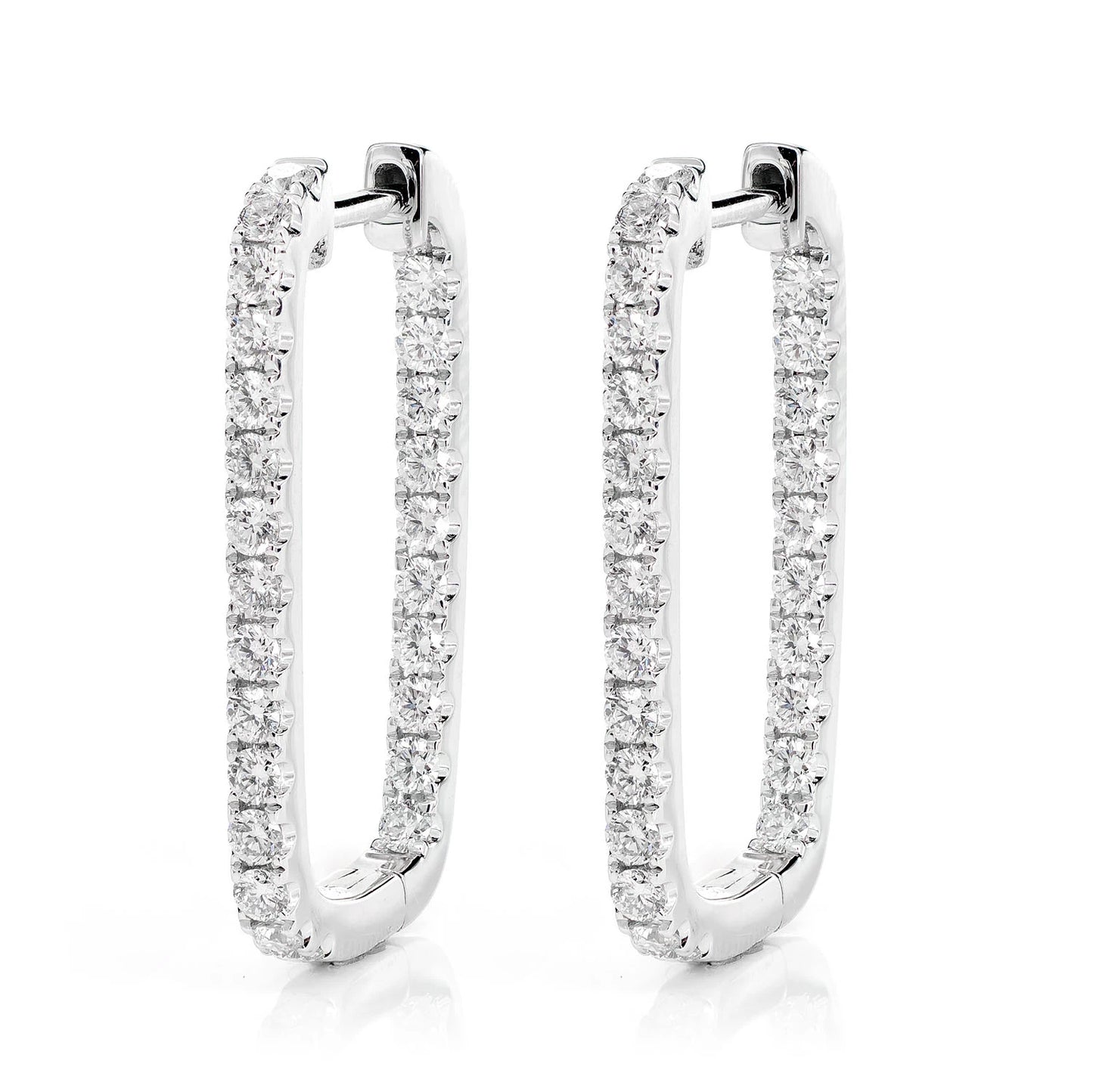 Diamond Elongated Inside Outside Hoop Earrings
