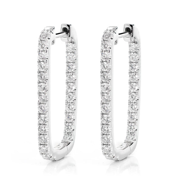 Diamond Elongated Inside Outside Hoop Earrings