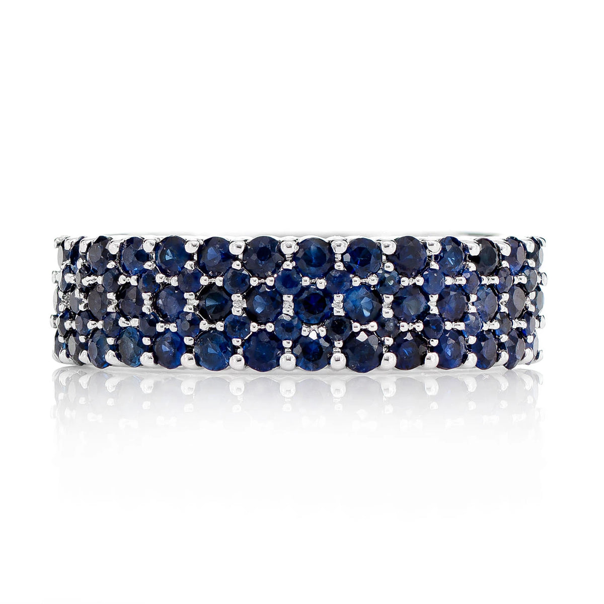Three Row Sapphire Band Diamond Ring