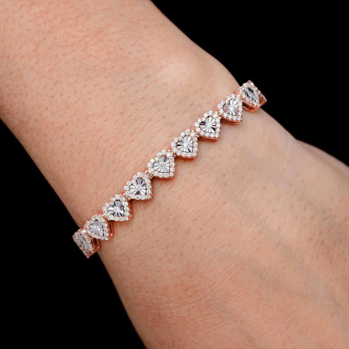 Miracle Set Heart Link Diamond Bracelet