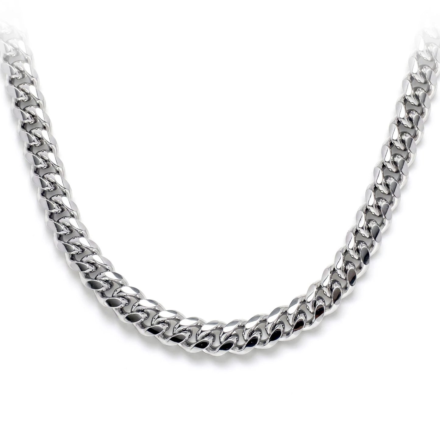 Sterling Silver Cuban Chain in 925 sterling silver, 5mm width, front view