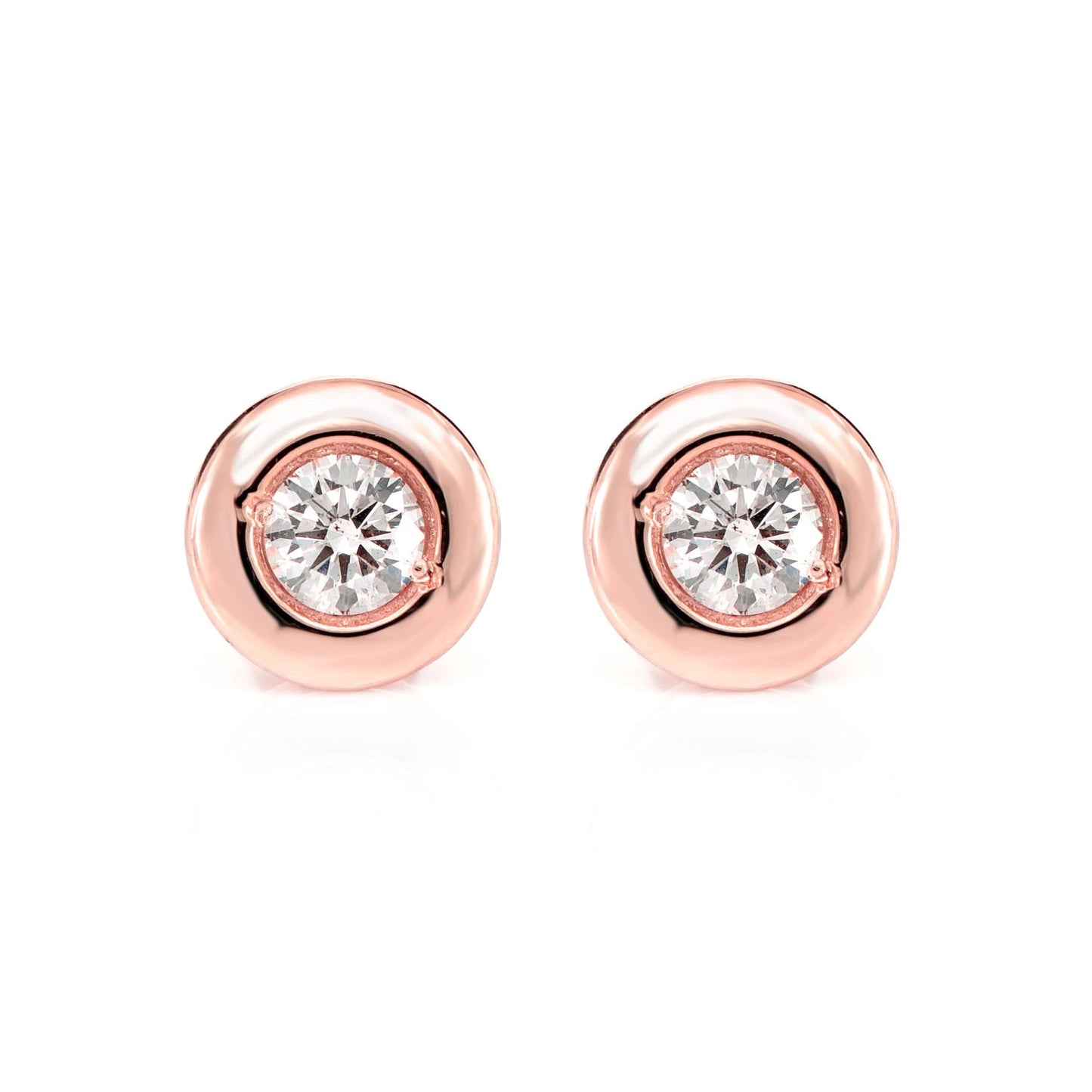 Wide Bezel Set Diamond Stud Earrings