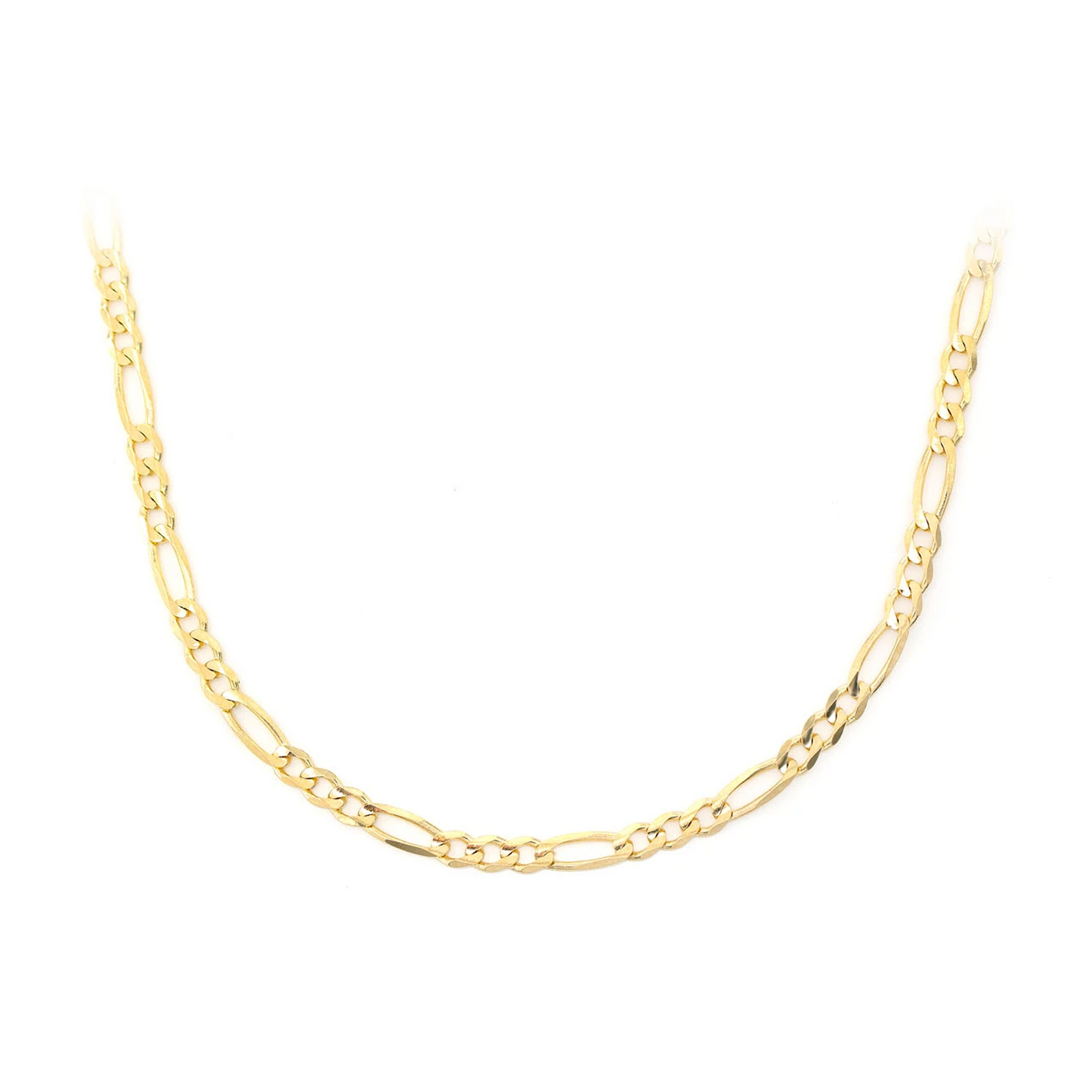 Figaro Gold Chain in 14K yellow gold, 3mm width, front view