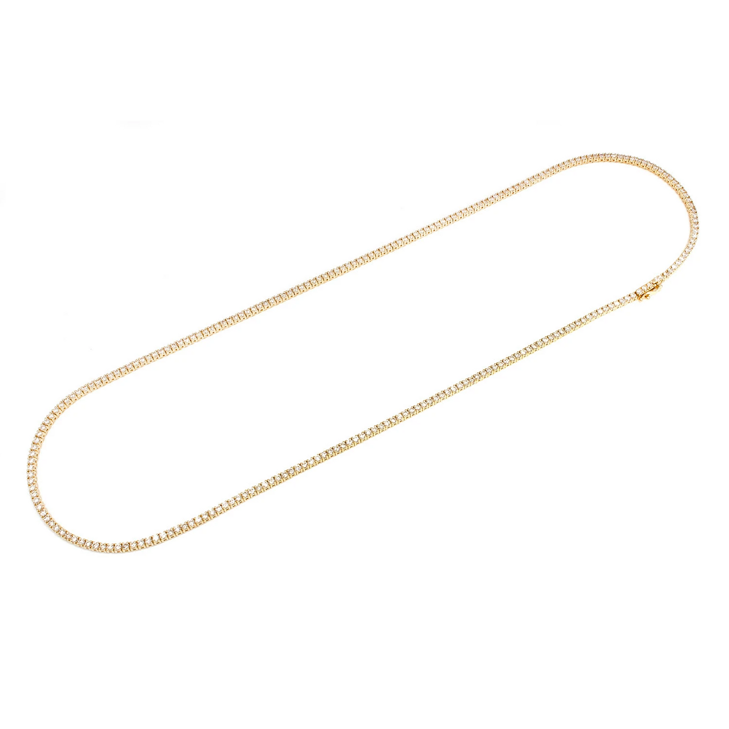 Prong Diamond Tennis Necklace in 14K yellow gold, 3pt / 6.50ctw, detail view