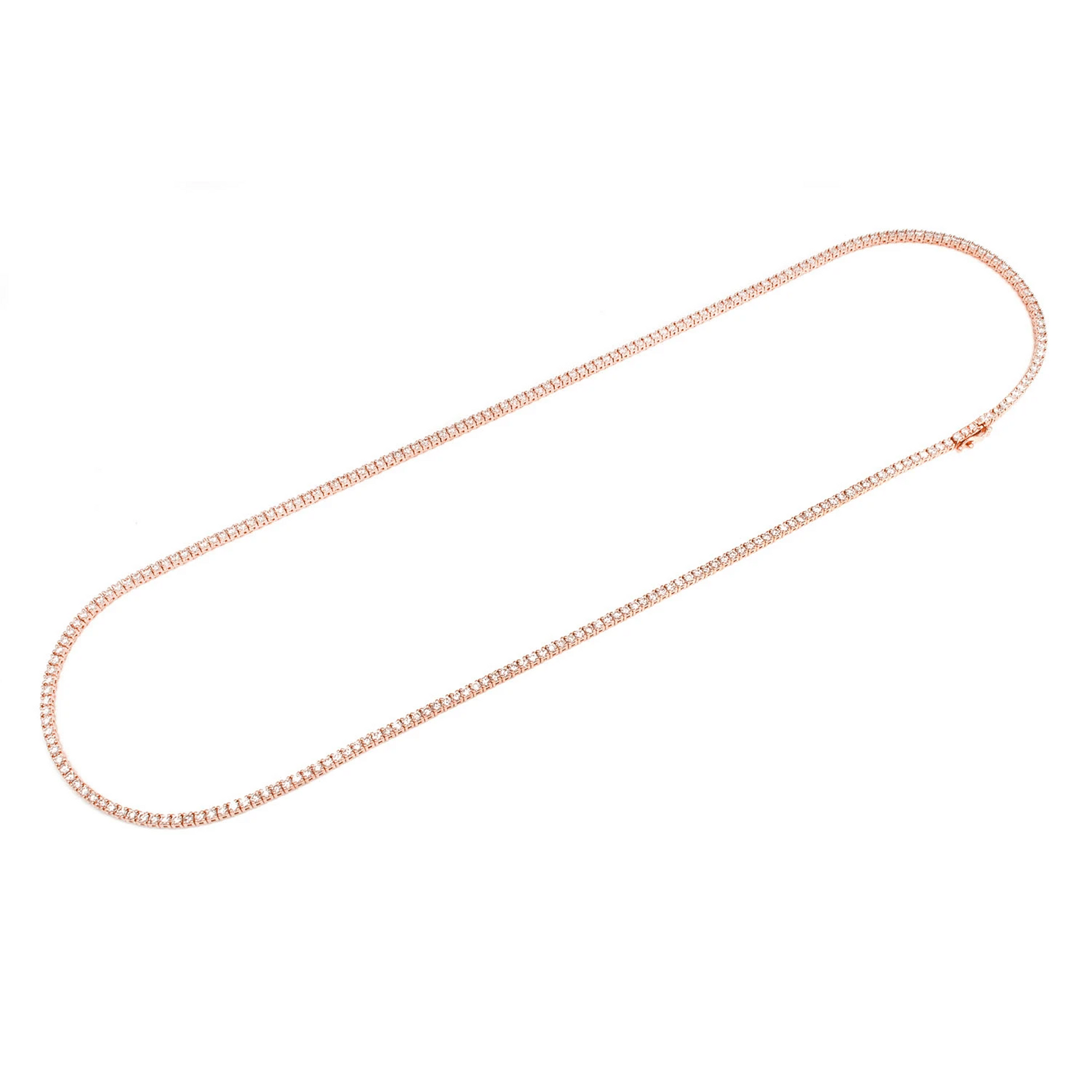 Prong Diamond Tennis Necklace in 14K rose gold, 3pt / 6.50ctw, detail view