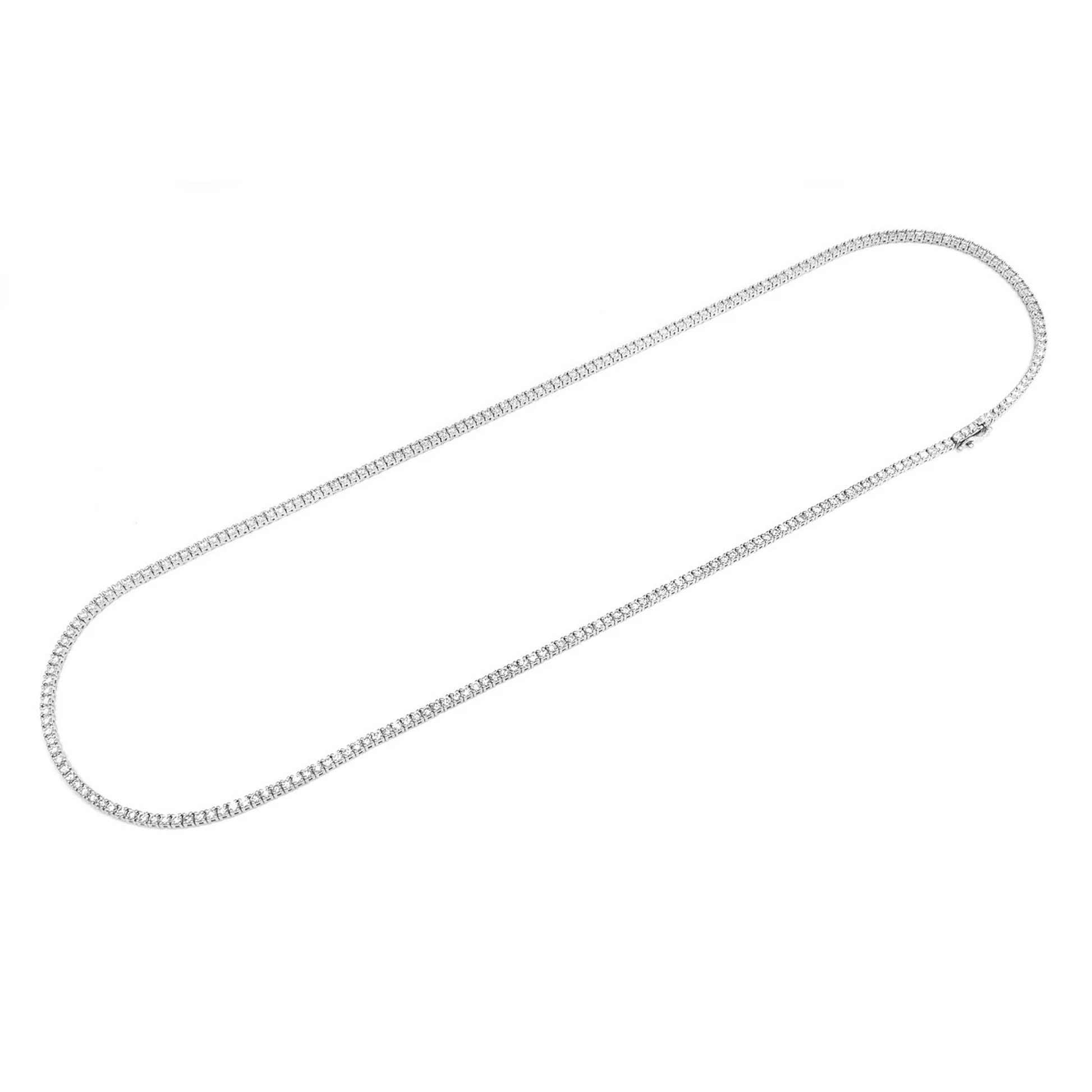 Prong Diamond Tennis Necklace in 14K white gold, 3pt / 6.50ctw, detail view