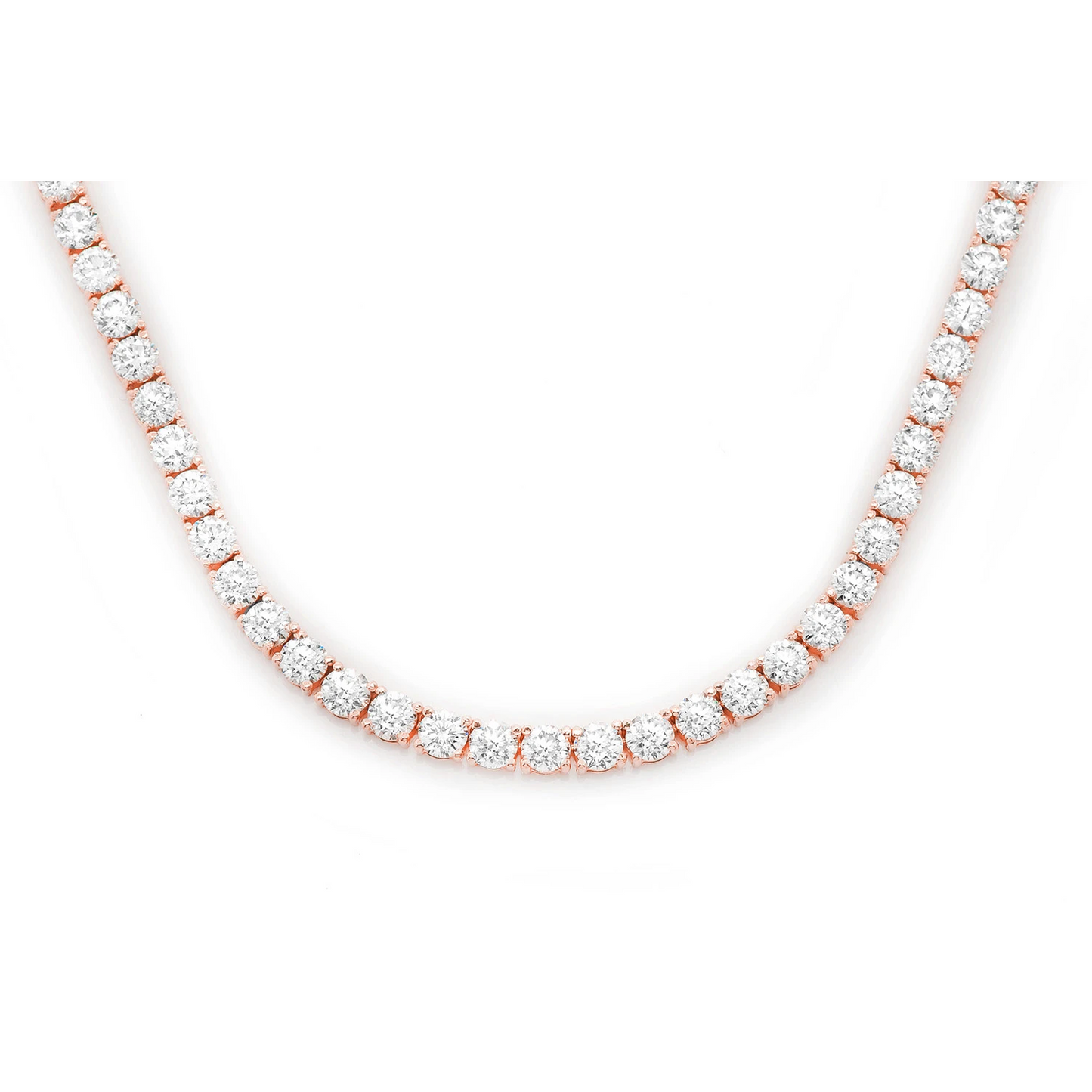 Prong Diamond Tennis Necklace in 14K rose gold, 40pt / 45.00ctw, front view