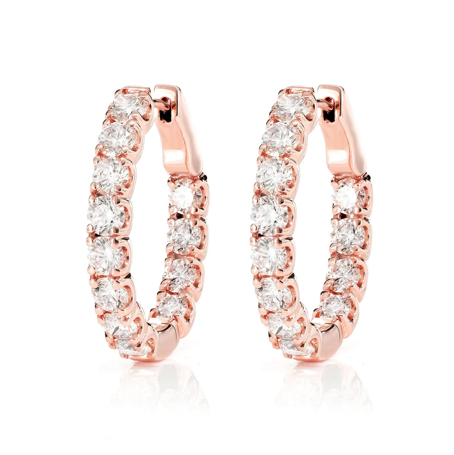 20pt Inside Outside Diamond Hoop Earrings
