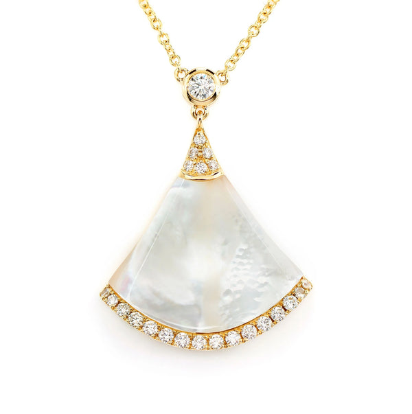 Mother of Pearl Fan Diamond Necklace