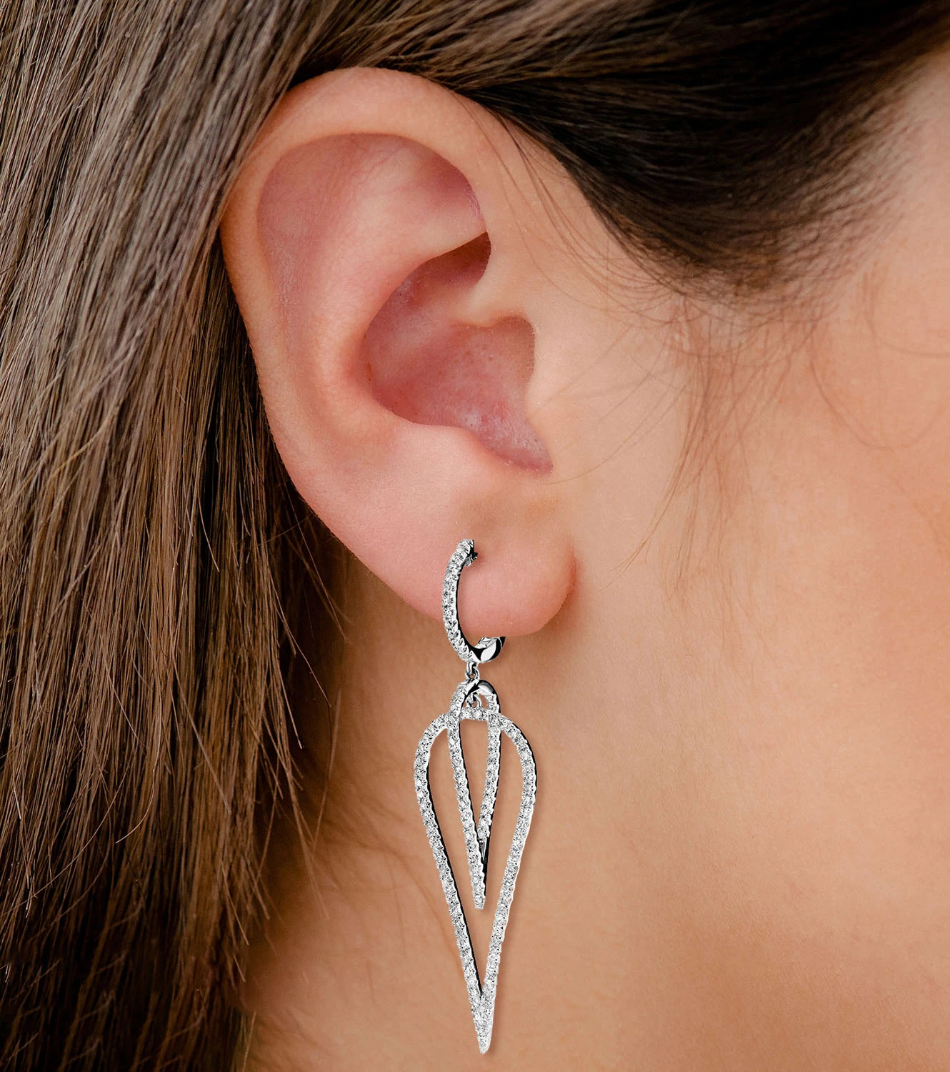 Dangling Upside-Down Teardrop Diamond Earrings