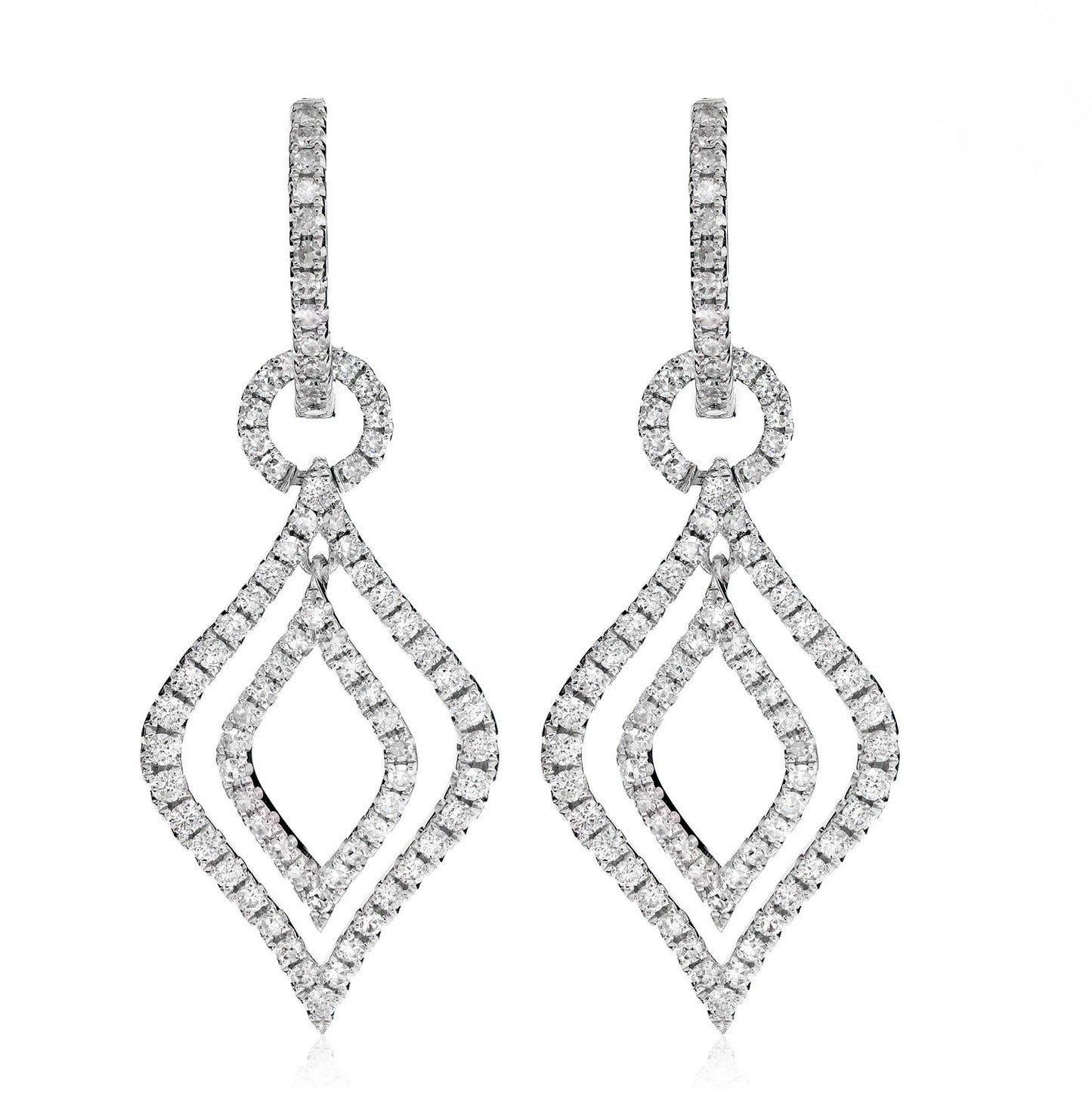 Layered Flame Diamond Dangle Hoop Earrings