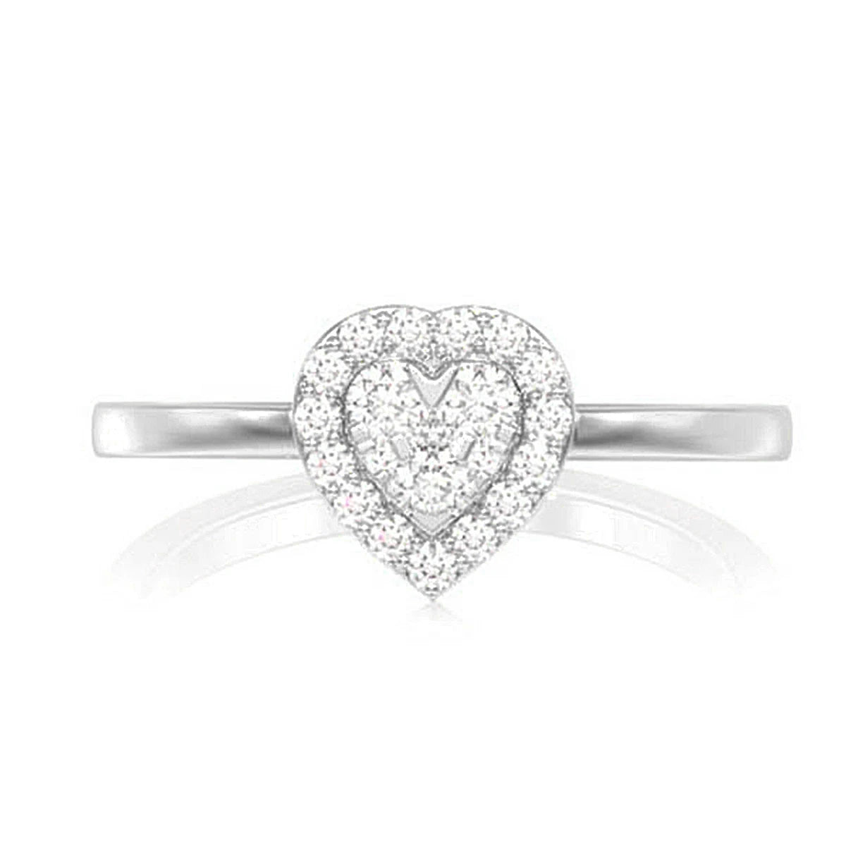 Mosaic Heart Ring in 14K white gold, front view