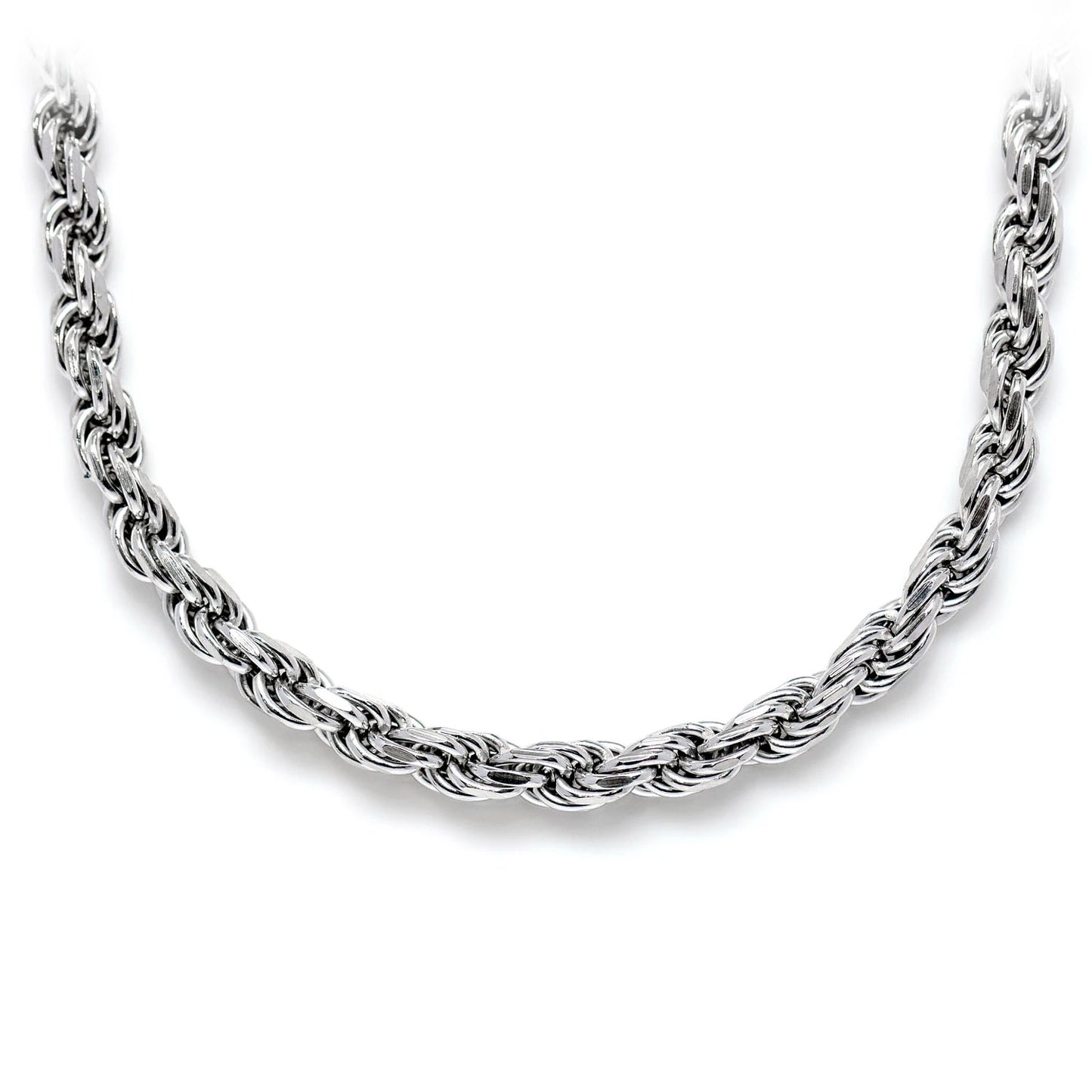 Sterling Silver Rope Chain in 925 sterling silver, 3mm width, front view