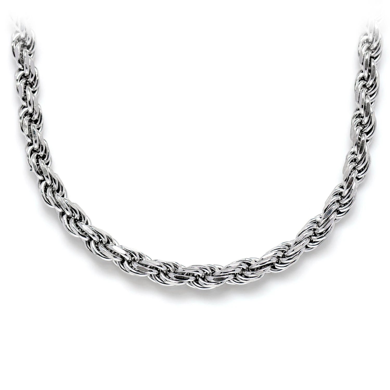Sterling Silver Rope Chain in 925 sterling silver, 3mm width, front view