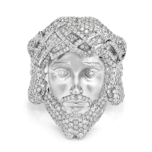 Jesus Face Diamond Signet Ring
