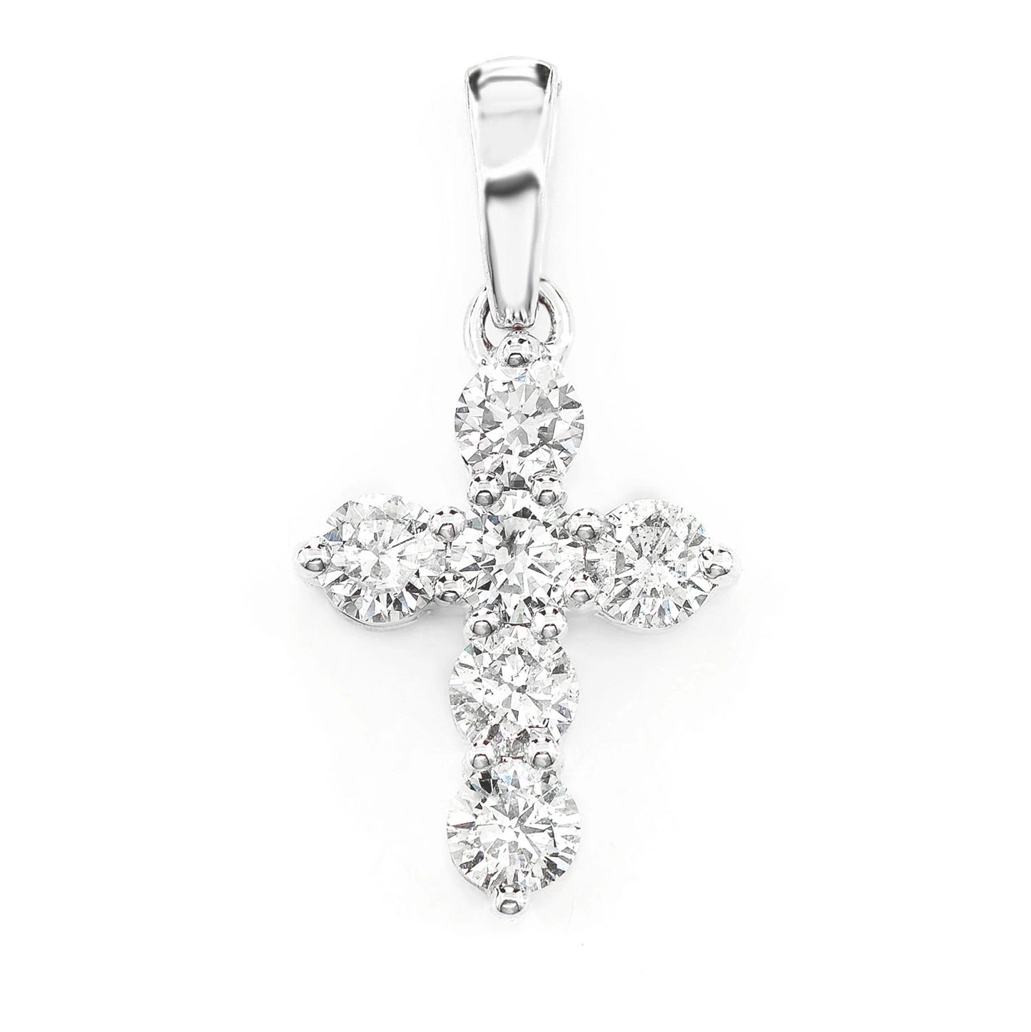 Pointed Cross Pendant in 14K white gold, front view