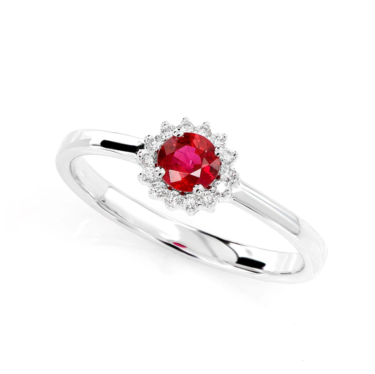 Ruby and Diamond Halo Ring
