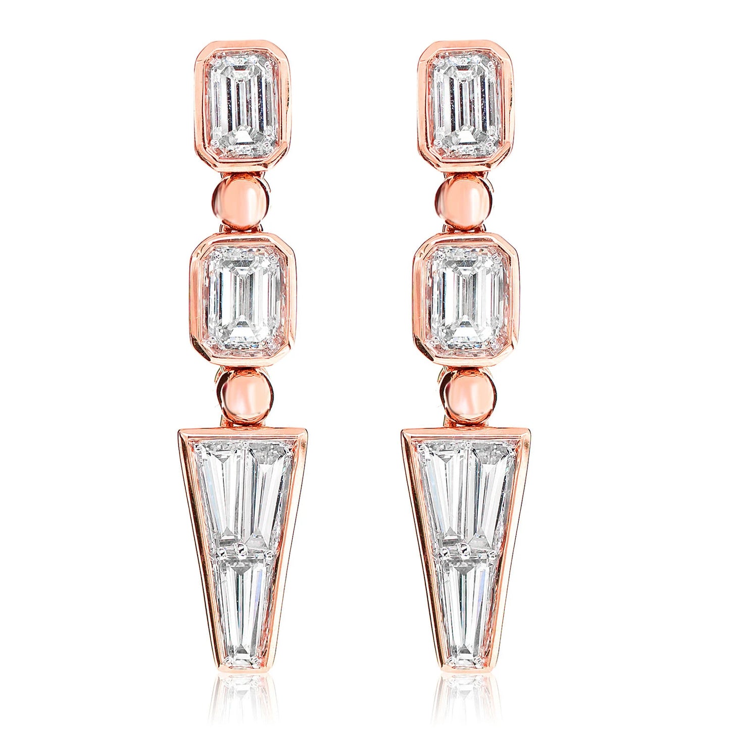 Diamond Baguette Trapezoid Dangle Earrings