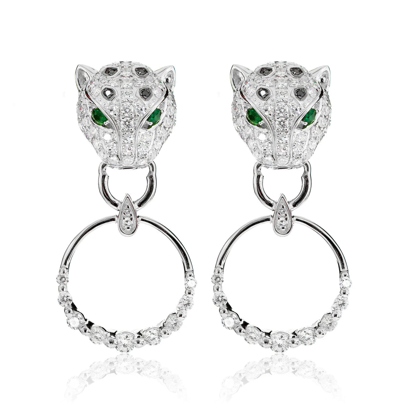 Diamond Leopard Hoop Earrings