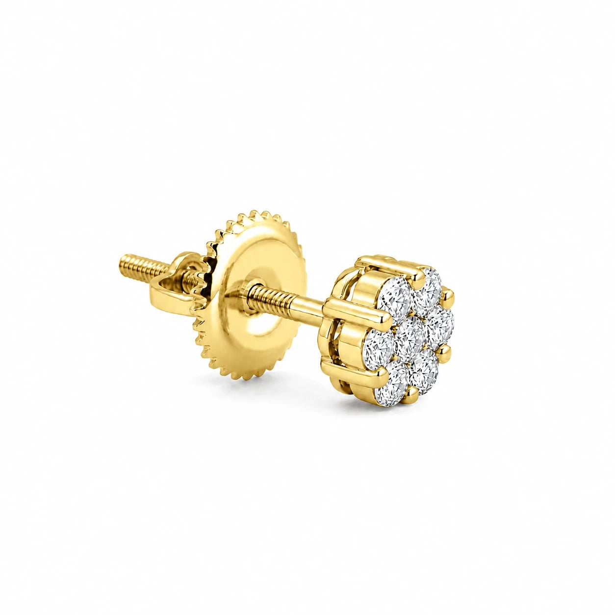 Flower Diamond Studs in 14K yellow gold, 0.50ctw, angled view