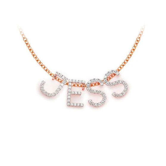 Letter & Number Pendant in 14K rose gold, angled view
