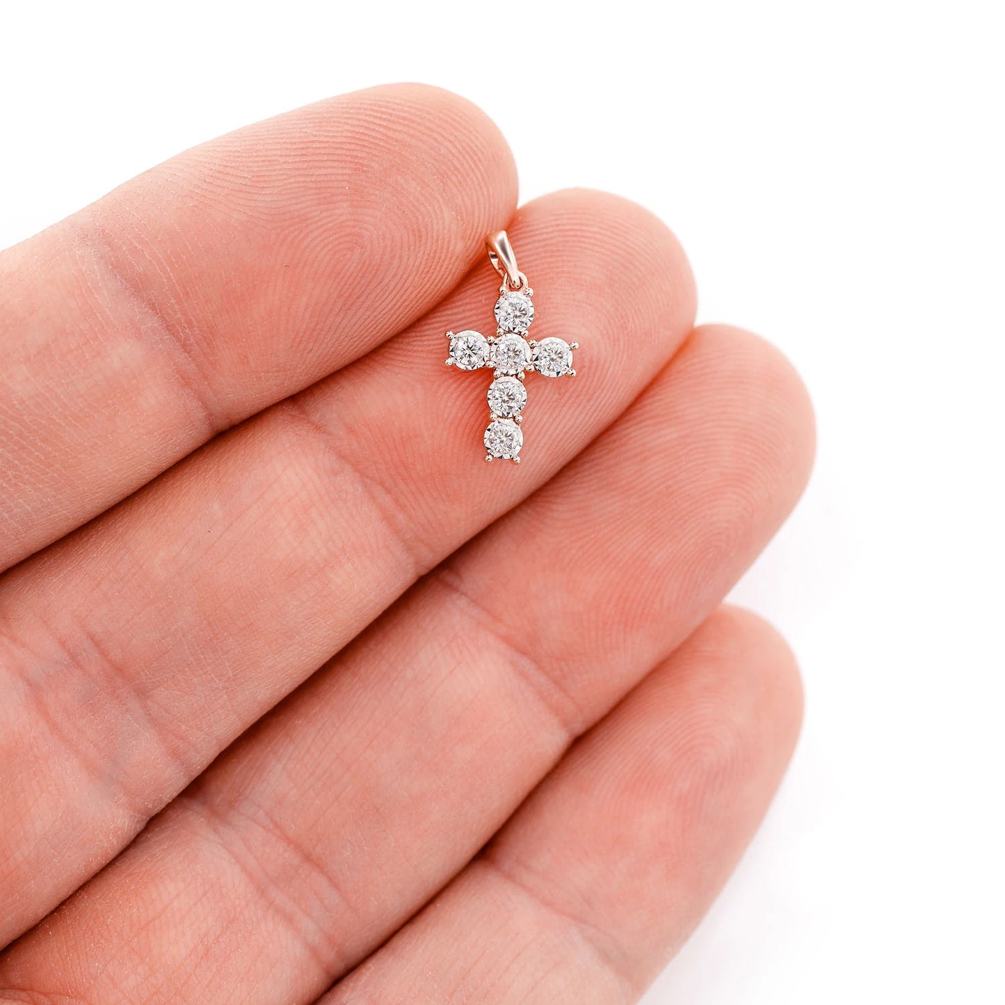 Six Stone Miracle Set Diamond Cross Pendant 0.20ctw