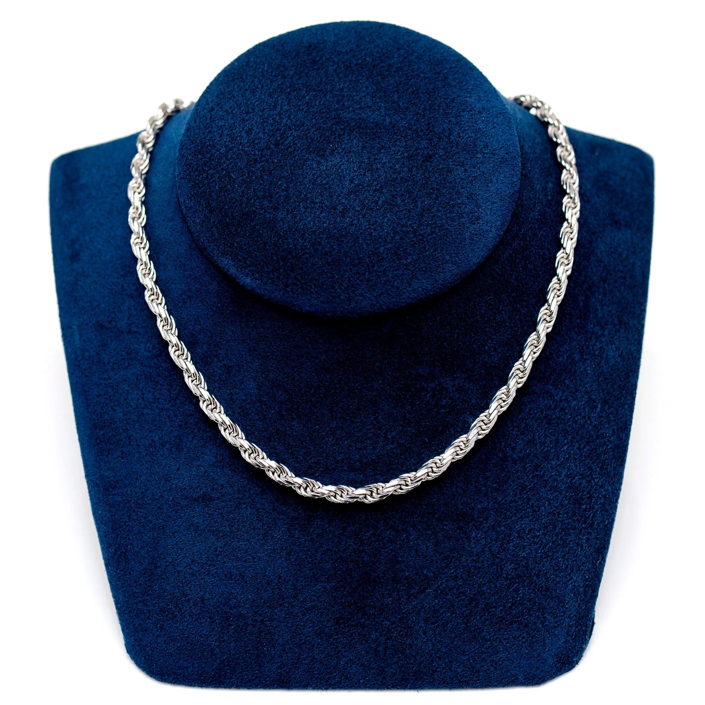 Sterling Silver Rope Chain in 925 sterling silver, 4mm width, alternate view 5