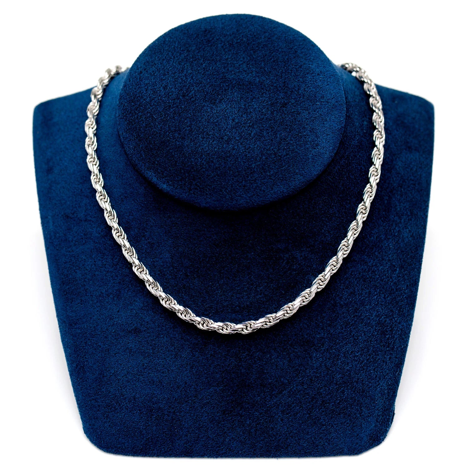 Sterling Silver Rope Chain in 925 sterling silver, 4mm width, alternate view 5