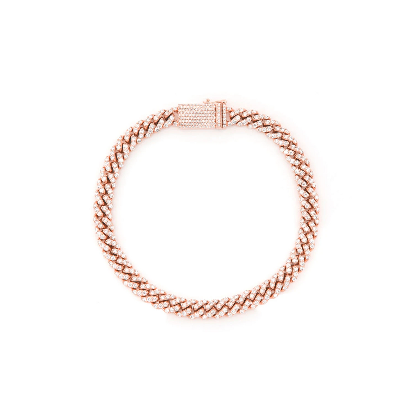 Miami Cuban Diamond Bracelet in 14K rose gold, 4mm /1.50ctw width, front view