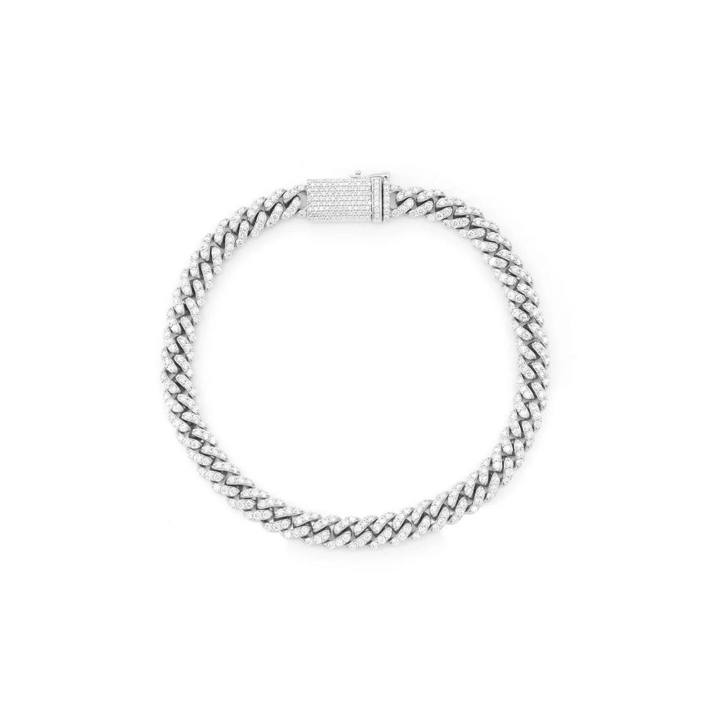 Miami Cuban Diamond Bracelet in 14K white gold, 4mm /1.50ctw width, front view