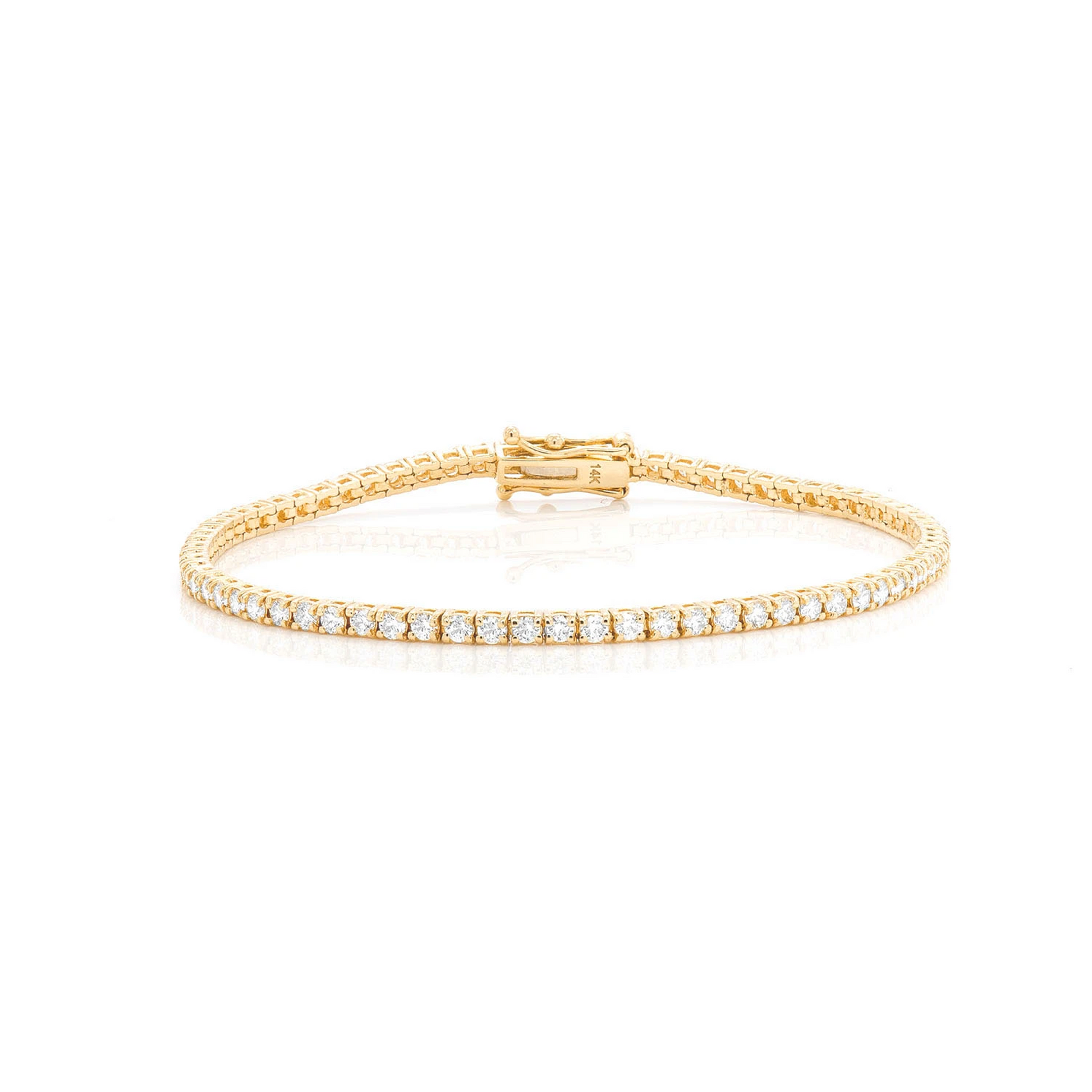 Prong Diamond Tennis Bracelet in 14K yellow gold, 4pt / 3.75ctw, front view