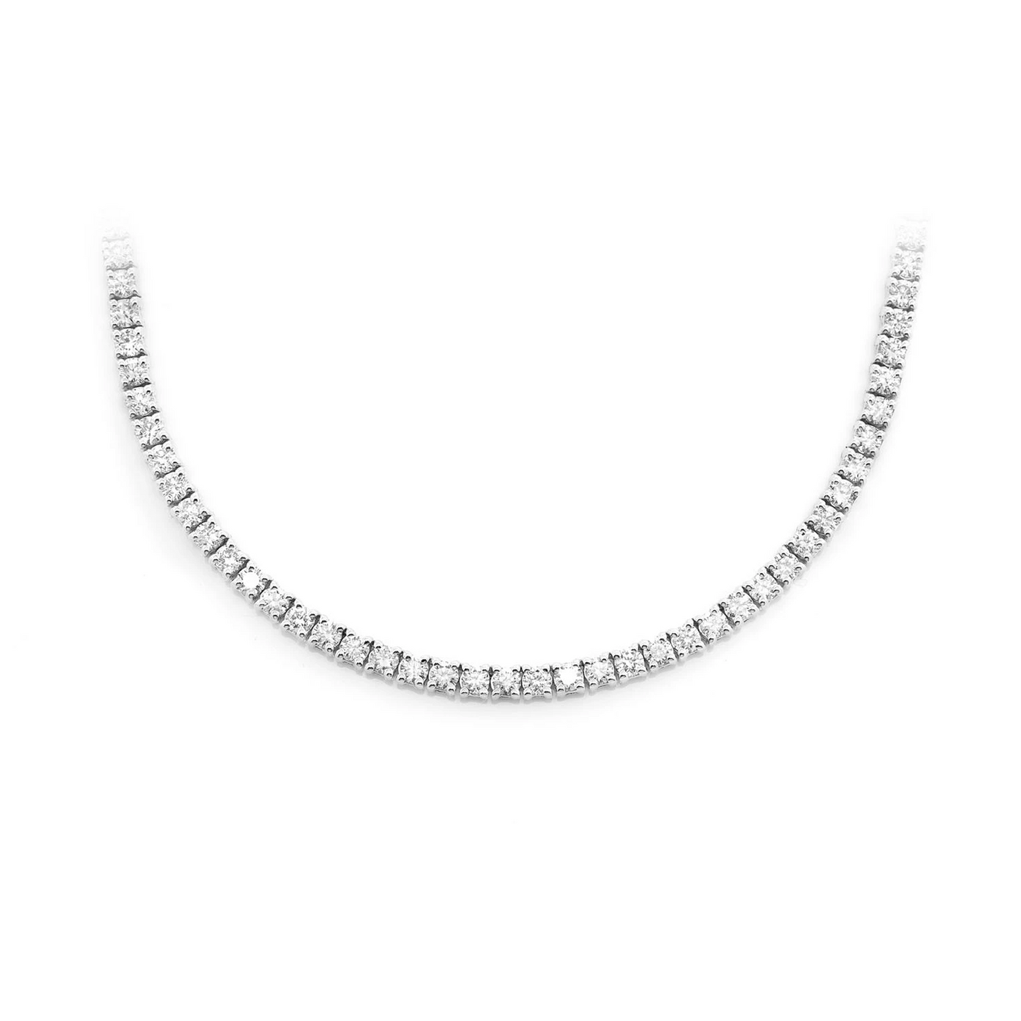 Prong Diamond Tennis Necklace in 14K white gold, 4pt / 8.75ctw, front view