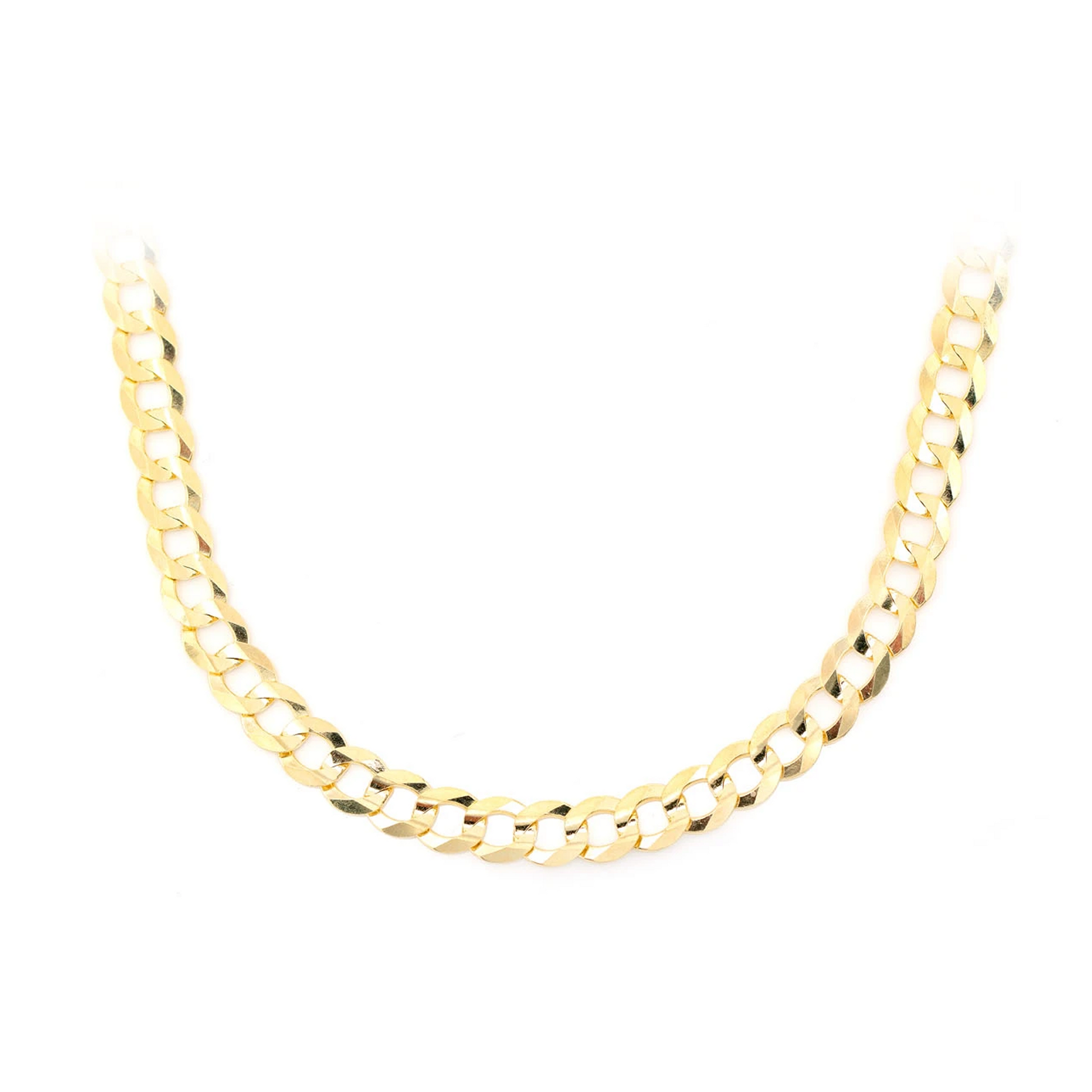Flat Curb Gold Chain in 14K yellow gold, 5.5mm width, front view