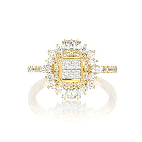 Art Deco Princess Quad Ring