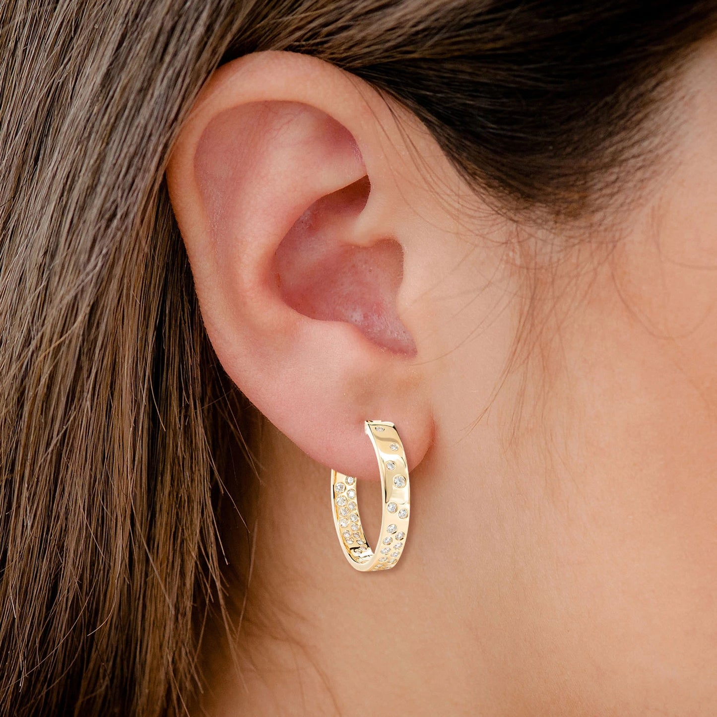 Diamond Gypsy Scattered Hoop Earrings