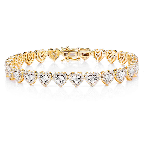 Miracle Set Heart Link Diamond Bracelet