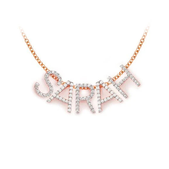 Letter & Number Pendant in 14K rose gold, detail view