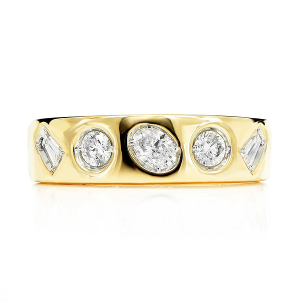 Multi-Shape Flush Set Diamond Band