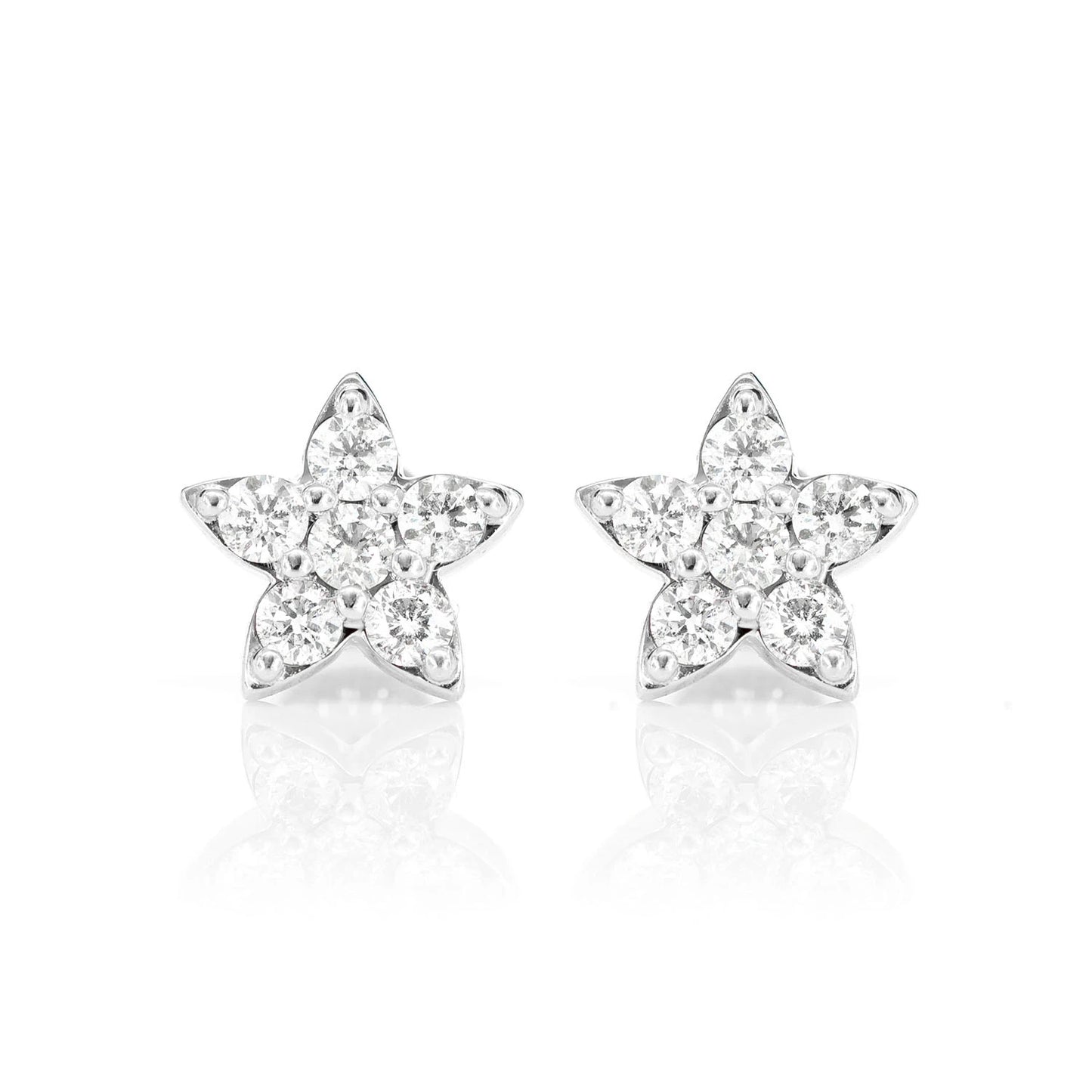 Diamond Petal Flower Stud Earrings