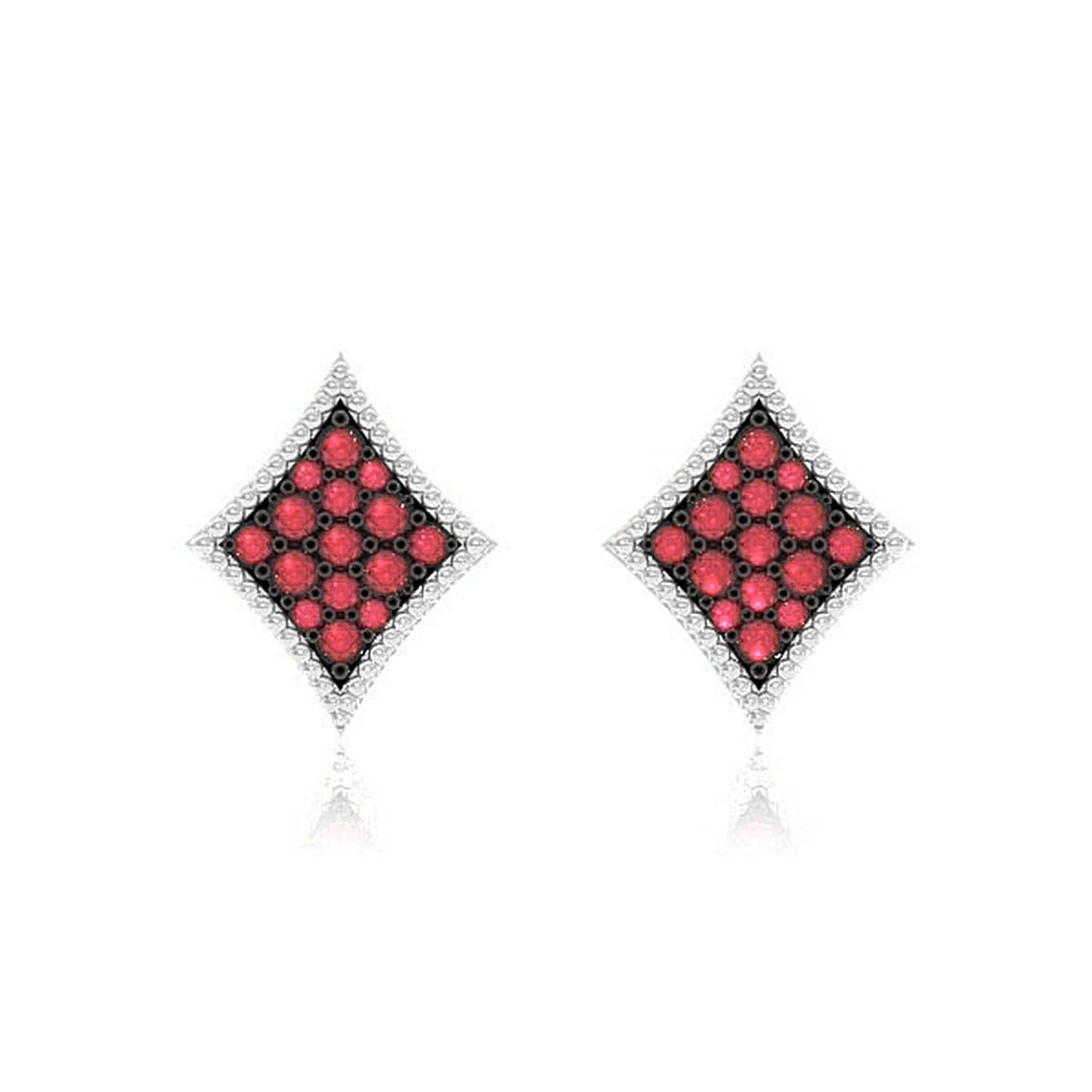 Diamond Playing Card Ruby Stud Earrings
