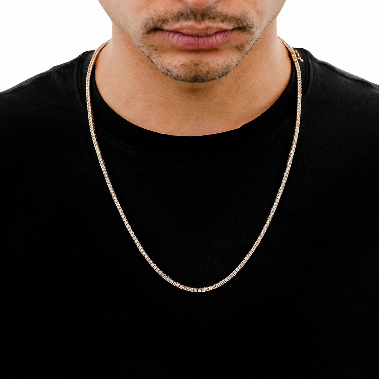 Prong Diamond Tennis Necklace in 14K rose gold, 3pt / 6.50ctw, alternate view