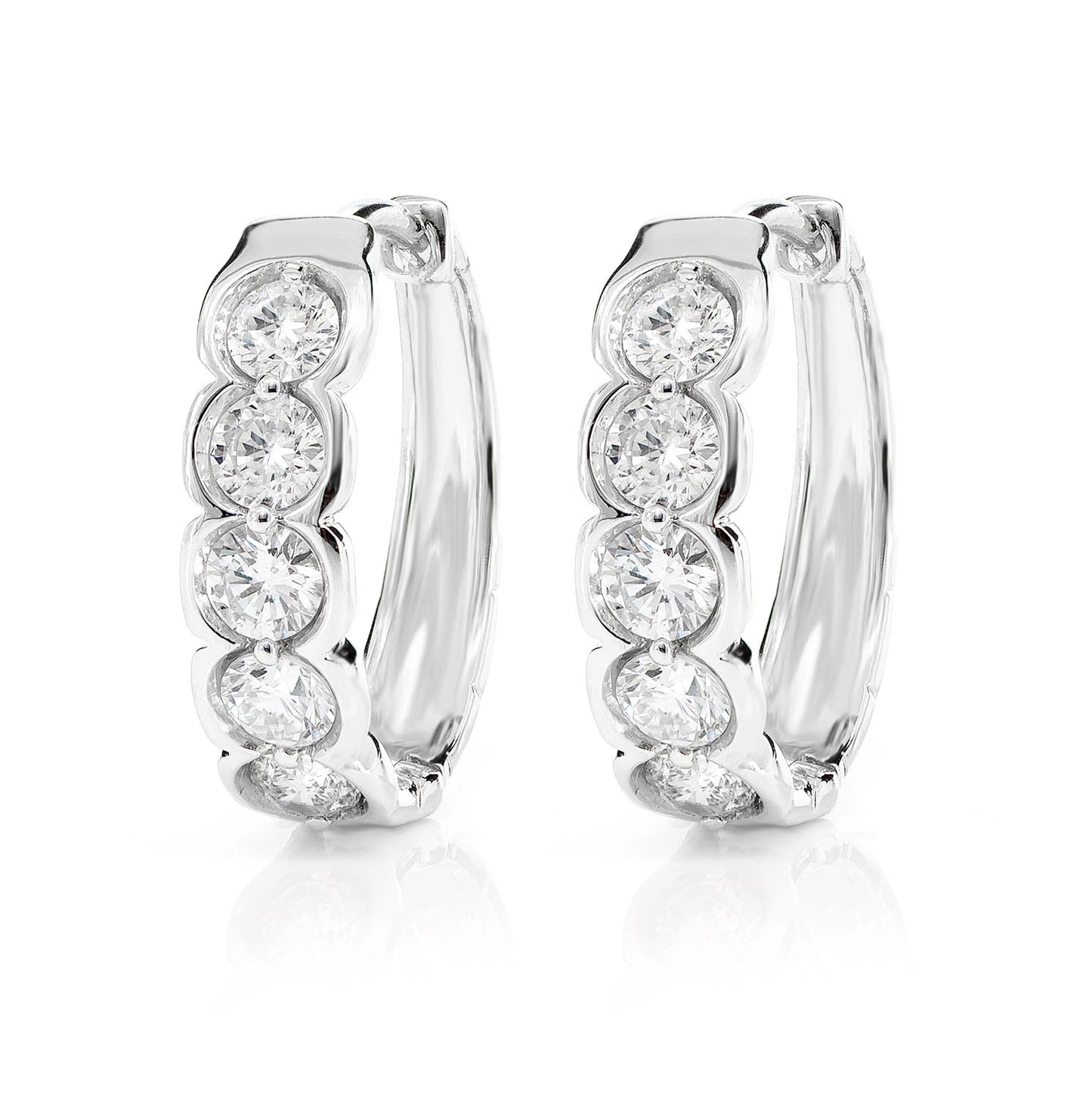 10pt Diamond Bezel Hoop Earrings