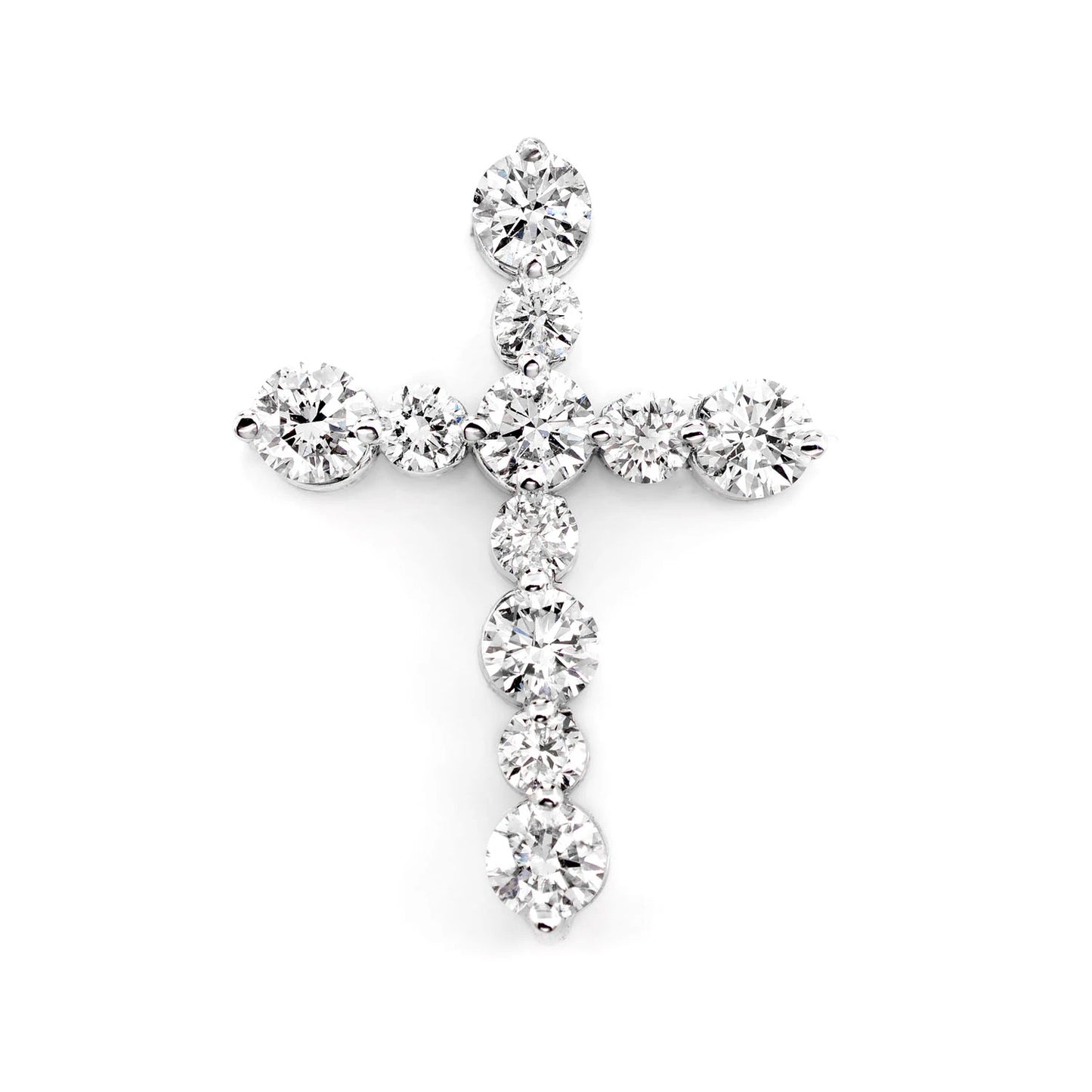 11 Stone Hidden Bail Cross in 14K white gold, Large | 1.00ctw, front view