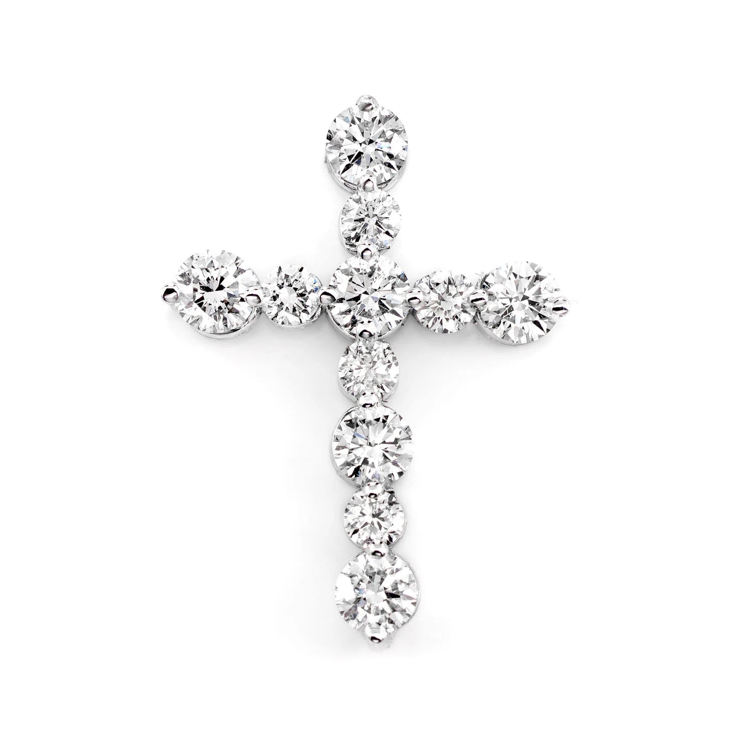 11 Stone Hidden Bail Cross in 14K white gold, Large | 1.00ctw, front view