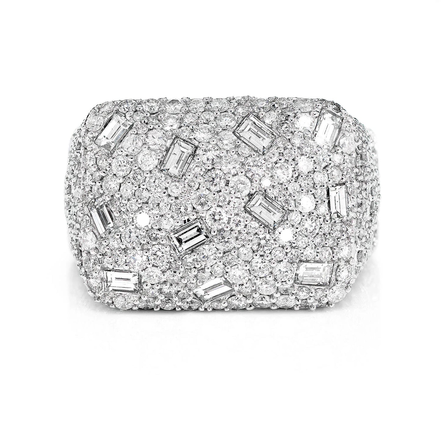 Rectangle Gypsy Baguette Signet Diamond Ring