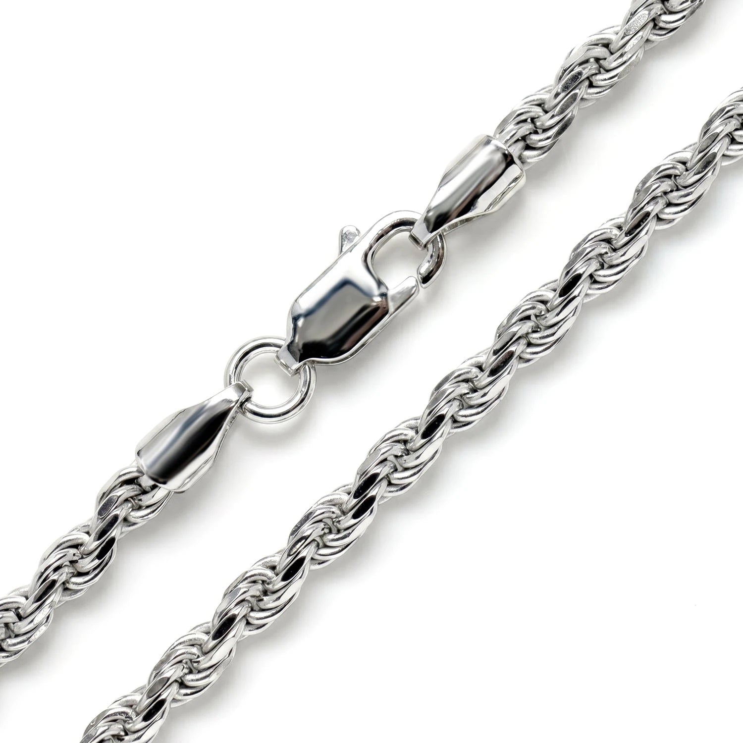 Sterling Silver Rope Chain in 925 sterling silver, 2.75mm width, detail view