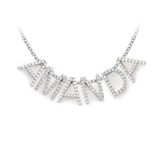 Letter & Number Pendant in 14K white gold, front view