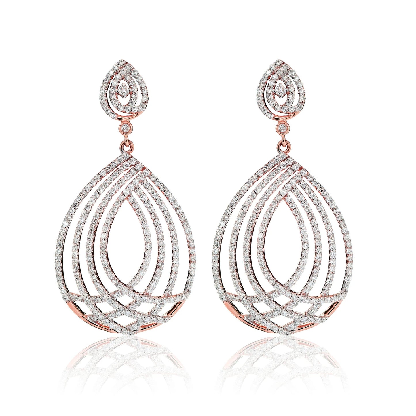 Dangling Open Tear Drop Diamond Earring